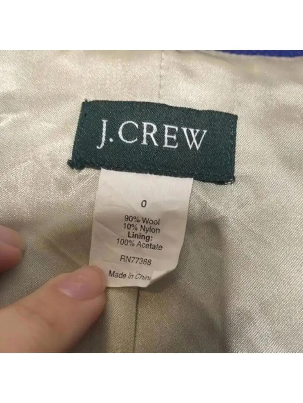J Crew Button Up Wool Blend Royal Blue Blazer Coat Jacket